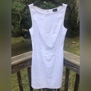 My Michelle white dress with off white Embroidered flowers. Gently worn. Fitted